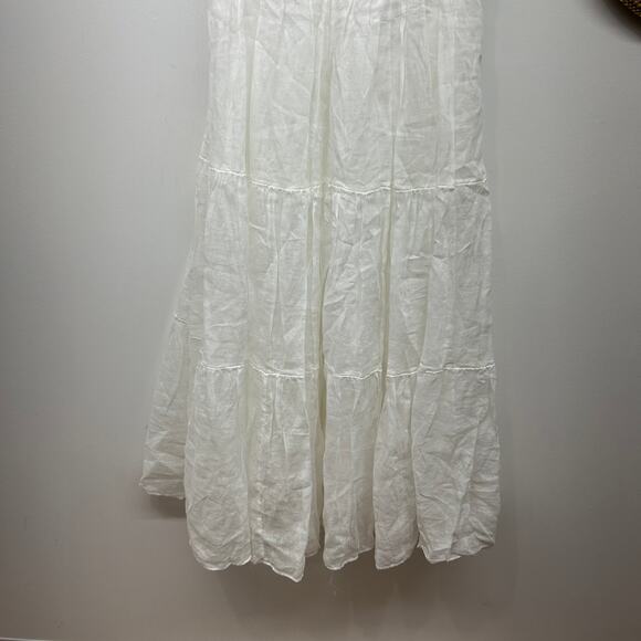 $191 Ever New Milkmaid Midi Dress 10 White Button Sleeveless Smocked Feminine - Picture 6 of 10
